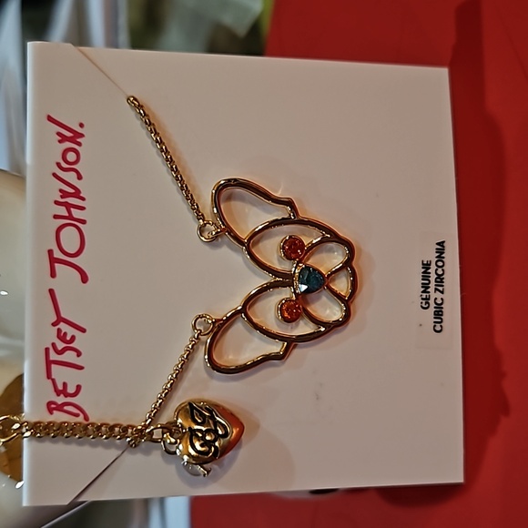 Betsey Johnson Jewelry - Betsey Johnson Dog Pendant Necklace CZ Crystals Gold Tone Chain NWT